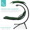 Best Choice Products Hanging LED-Lit Curved Chaise Lounge Chair for Backyard, Patio w/ Pillow, Canopy, Stand